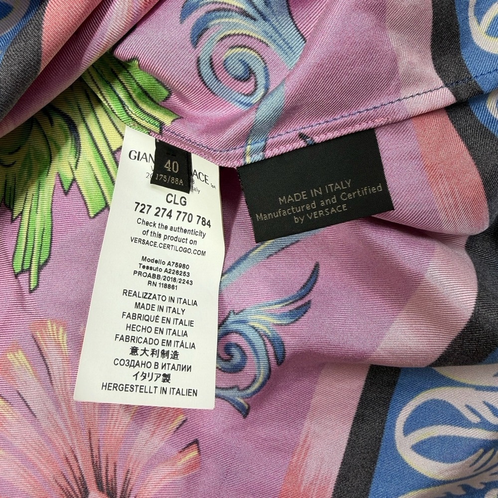 Versace Mens Medusa Graphic Print Silk Button Shirt Size 40 Colorful Art Design - Picture 14 of 16